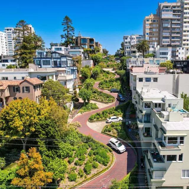 Aerial of Lombard Street